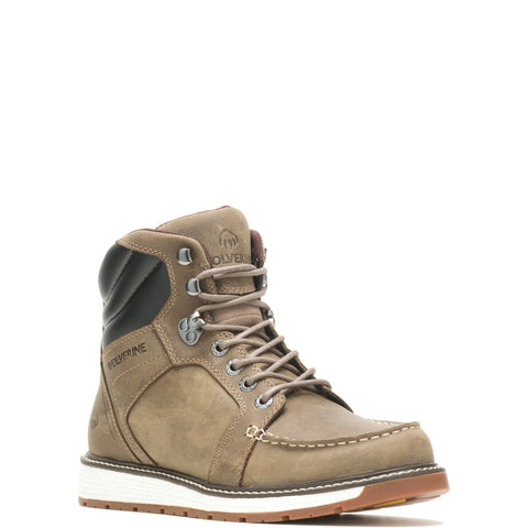Wolverine Hellcat Wedge Moc-Toe Ultraspring WP 6" Mens Brown Wide Work Boots