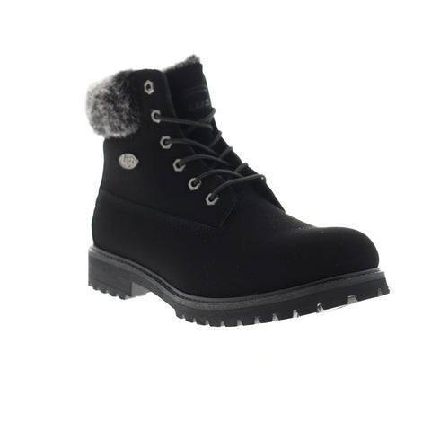 Lugz Convoy Fur WCNYFD-001 Mens Black Nubuck Low Top Lace Up Boots Shoes