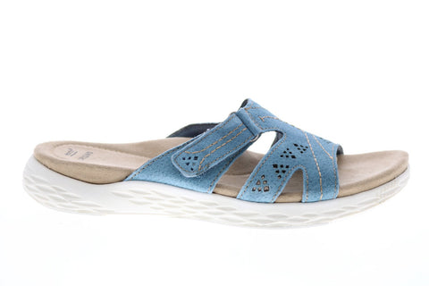Earth Origins Westfield Waverly Womens Blue Suede Strap Sandals Shoes