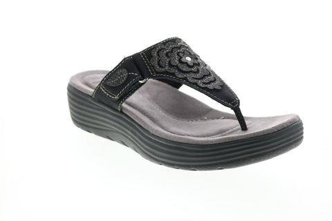 Earth Origins Willow Glenda Womens Black Synthetic Flip-Flops Sandals Shoes