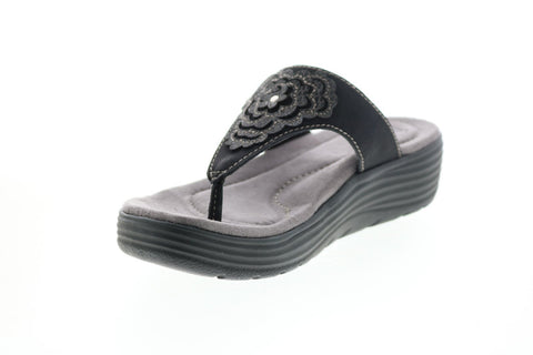 Earth Origins Willow Glenda Womens Black Synthetic Flip-Flops Sandals Shoes