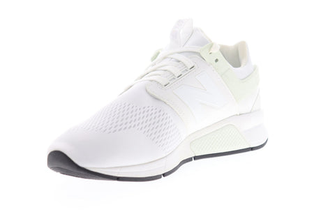 New Balance 247 XMS247EW Mens White Wide Canvas Low Top Sneakers Shoes