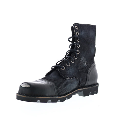 Diesel Hardkor Steel Mens Black Canvas Lace Up Casual Dress Boots