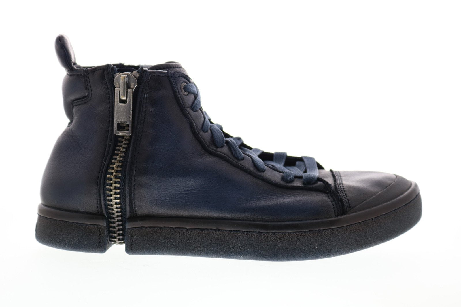 Diesel Zip-Round S-Nentish Mens Blue Leather Lace Up Lifestyle