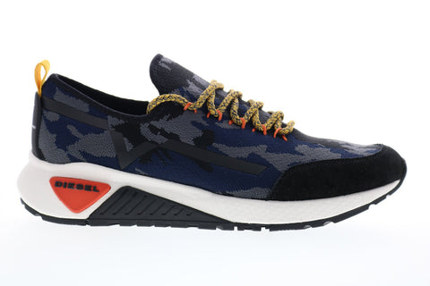 Diesel Skb S-Kby Mens Blue Canvas Casual Lace Up Fashion Sneakers Shoes