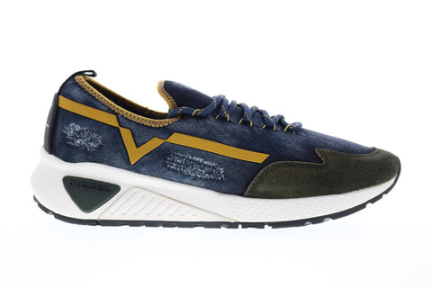 Diesel Skb S-Kby Mens Blue Canvas Lace Up Lifestyle Sneakers Shoes