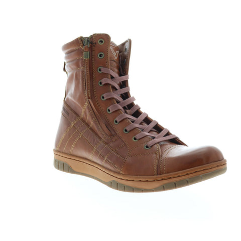 靴 DIESEL Diesel D-Valadium Mens Brown Leather High Top Lace Up Lifestyle