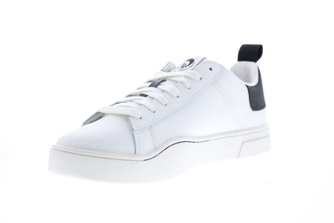 Diesel S-Clever Low Mens White Leather Lace Up Lifestyle Sneakers Shoes