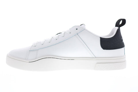 Diesel S-Clever Low Mens White Leather Lace Up Lifestyle Sneakers Shoes