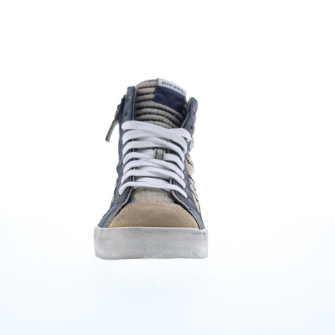 Diesel D-Velows Mid Lace Mens Blue Canvas Casual Fashion Sneakers Shoes