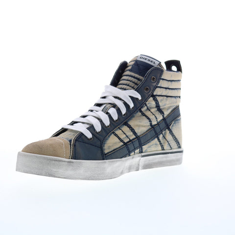 Diesel D-Velows Mid Lace Mens Blue Canvas Casual Fashion Sneakers Shoes