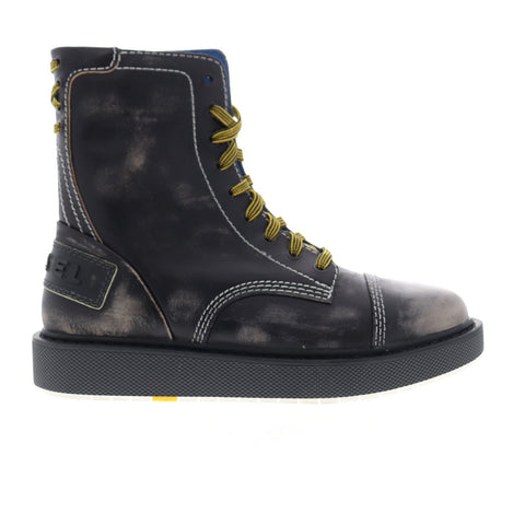 Diesel D-Cage DBB Y01775-P0134-T8013 Mens Black Leather Casual Dress Boots