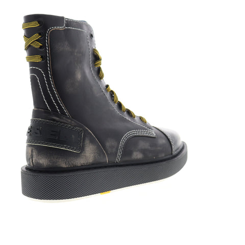 Diesel D-Cage DBB Y01775-P0134-T8013 Mens Black Leather Casual Dress Boots Shoes