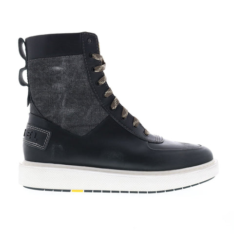 Diesel H-Cage High St Mens Black Leather Lace Up Lifestyle Sneakers Shoes