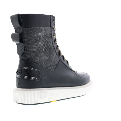 Diesel H-Cage High St Mens Black Leather Lace Up Lifestyle Sneakers Shoes