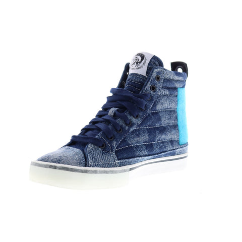 Diesel D-Velows Mid Patch Mens Blue Canvas Lace Up Lifestyle Sneakers Shoes
