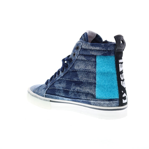 Diesel D-Velows Mid Patch Mens Blue Canvas Lace Up Lifestyle Sneakers Shoes