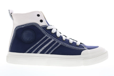 Diesel S-Astico Mid Lace Mens Blue Canvas Casual Fashion Sneakers Shoes