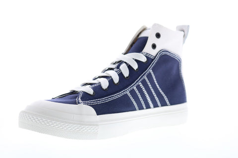 Diesel S-Astico Mid Lace Mens Blue Canvas Casual Fashion Sneakers Shoes