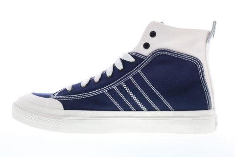 Diesel S-Astico Mid Lace Mens Blue Canvas Casual Fashion Sneakers Shoes