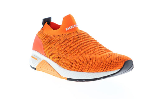 Diesel S-KB ATHL Sock Mens Orange Canvas Slip On Athletic Walking Shoes