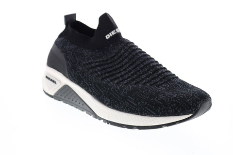 Diesel S-Kb Athl Sock Mens Black Canvas Slip On Lifestyle Sneakers Shoes