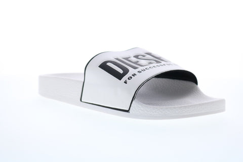Diesel Valla Sa-Valla Mens White Synthetic Slip On Slides Sandals Shoes