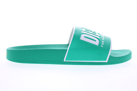 Diesel Valla Sa-Valla Mens Green Synthetic Slip On Slides Sandals Shoes