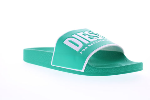 Diesel Valla Sa-Valla Mens Green Synthetic Slip On Slides Sandals Shoes