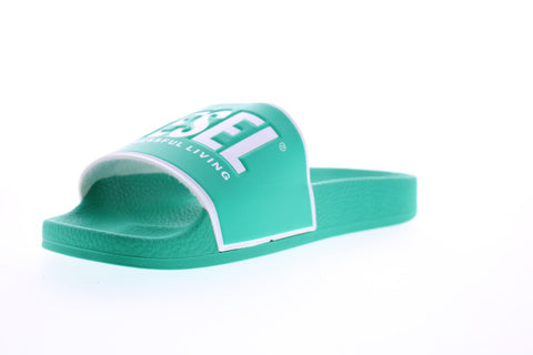 Diesel Valla Sa-Valla Mens Green Synthetic Slip On Slides Sandals Shoes