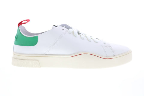Diesel S-Clever Ls Mens White Leather Lace Up Lifestyle Sneakers Shoes