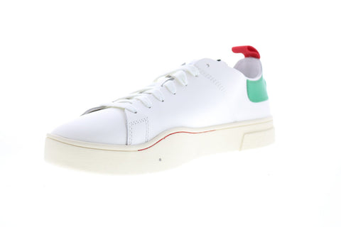 Diesel S-Clever Ls Mens White Leather Lace Up Lifestyle Sneakers Shoes
