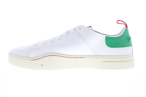 Diesel S-Clever Ls Mens White Leather Lace Up Lifestyle Sneakers Shoes