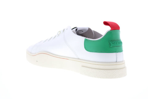 Diesel S-Clever Ls Mens White Leather Lace Up Lifestyle Sneakers Shoes