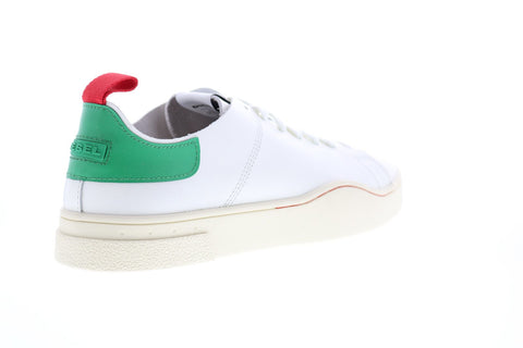 Diesel S-Clever Ls Mens White Leather Lace Up Lifestyle Sneakers Shoes