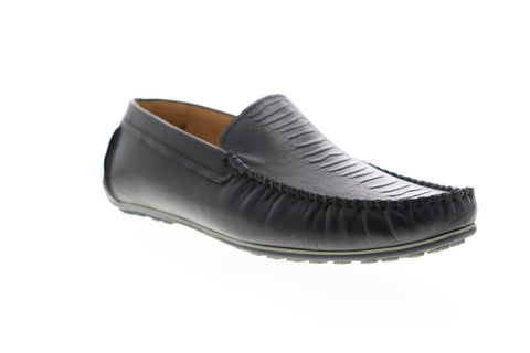 Zanzara Rembrandt ZG112C55 Mens Black Leather Slip On Casual Loafers Shoes