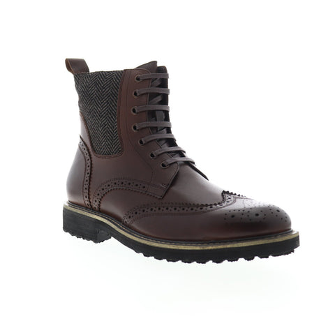 Zanzara Farber ZK580S40 Mens Brown Leather Lace Up Casual Dress Boots Shoes