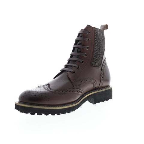 Zanzara Farber ZK580S40 Mens Brown Leather Lace Up Casual Dress Boots Shoes
