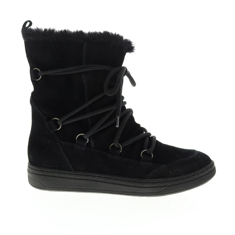 Earth Inc. Zodiac Snow Boot Womens Black Suede Lace Up Mid Calf Boots