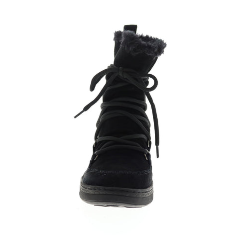 Earth Inc. Zodiac Snow Boot Womens Black Suede Lace Up Mid Calf Boots