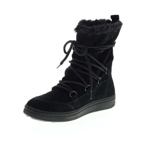 Earth Inc. Zodiac Snow Boot Womens Black Suede Lace Up Mid Calf Boots