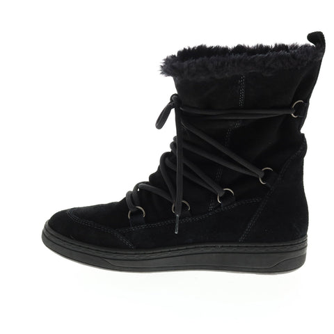 Earth Inc. Zodiac Snow Boot Womens Black Suede Lace Up Mid Calf Boots