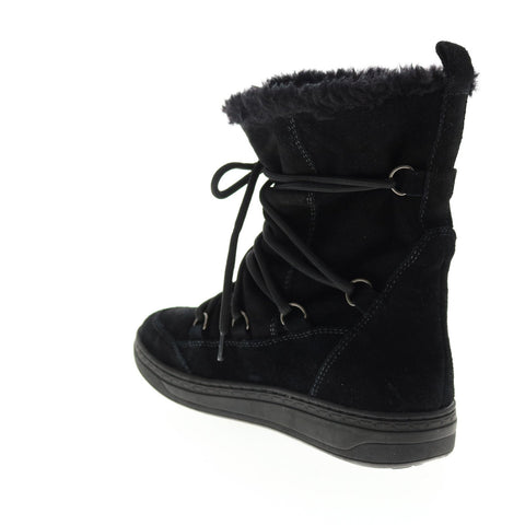 Earth Inc. Zodiac Snow Boot Womens Black Suede Lace Up Mid Calf Boots