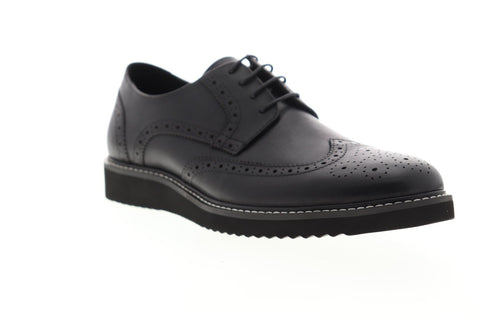 Zanzara Siena ZZC1110 Mens Black Leather Casual Lace Up Oxfords Shoes