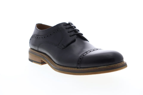 Zanzara Paul ZZC1213 Mens Black Leather Casual Lace Up Oxfords Shoes