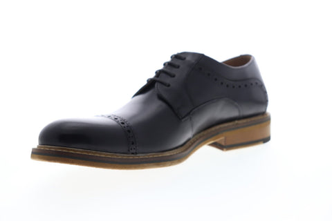 Zanzara Paul ZZC1213 Mens Black Leather Casual Lace Up Oxfords Shoes