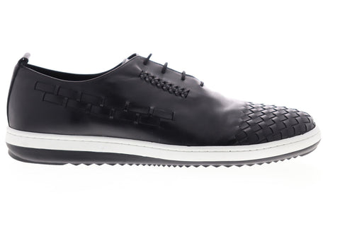 Zanzara Digital ZZL1038 Mens Black Leather Lace Up Low Top Sneakers Shoes