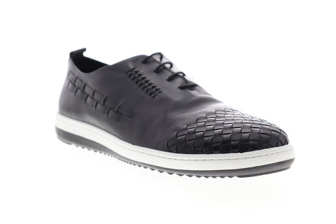 Zanzara Digital ZZL1038 Mens Black Leather Lace Up Low Top Sneakers Shoes