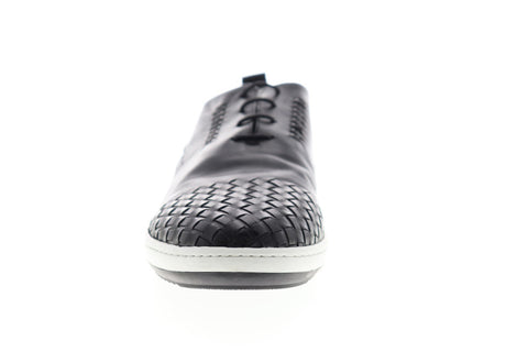 Zanzara Digital ZZL1038 Mens Black Leather Lace Up Low Top Sneakers Shoes