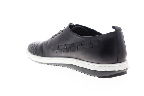 Zanzara Digital ZZL1038 Mens Black Leather Lace Up Low Top Sneakers Shoes